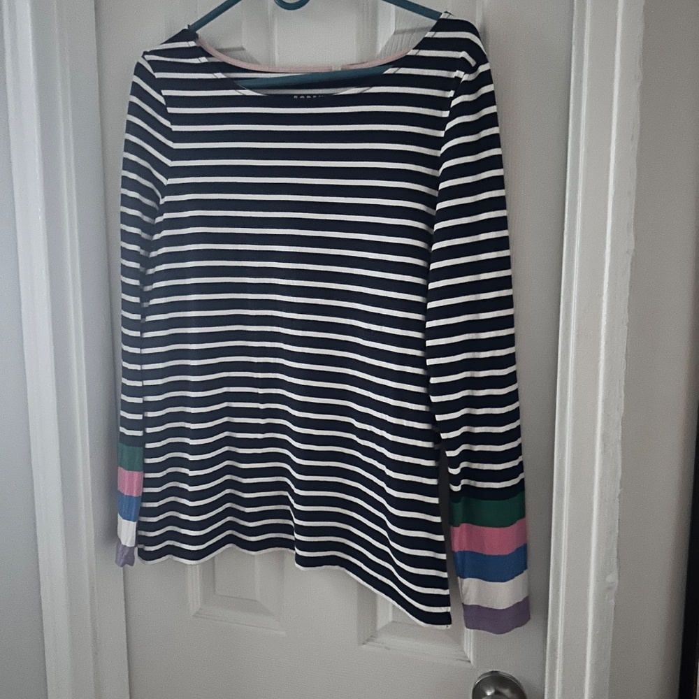 BODEN Ella Long Sleeve Breton Navy Multi Cuff